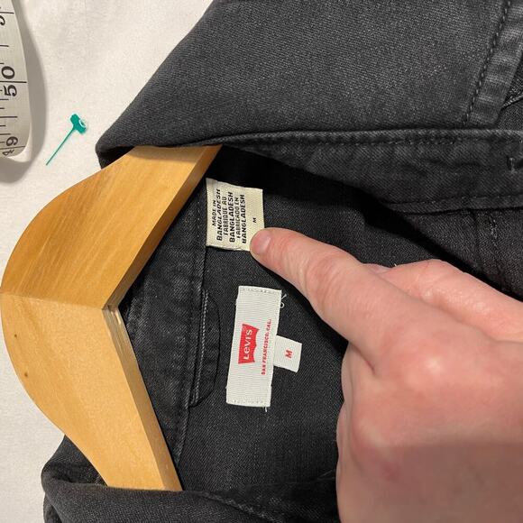 Levi’s Western Denim Black Long Sleeve Pearl Snap Button Shirt Dress medium - Picture 8 of 10